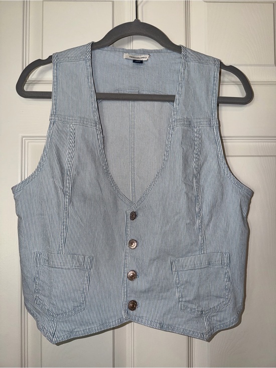 American Eagle Outfitters Jackets & Blazers - American Eagle Blue and White Striped Railroad Button Vest